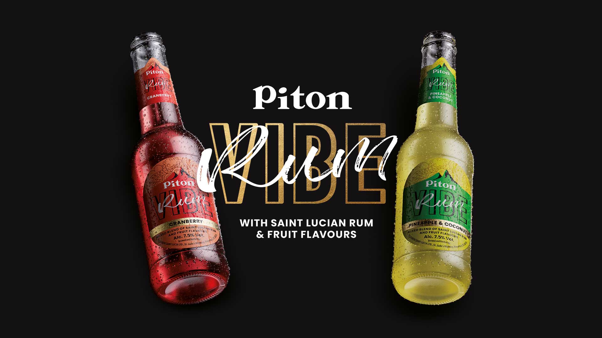packaging de piton vibe con dos botellas y mensaje de marca sobre fondo oscuro